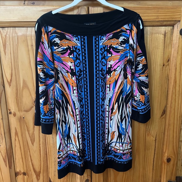Eva Varro Top Women's 3/4 Sleeves Tunic Multi Color Size Small - Picture 1 of 5